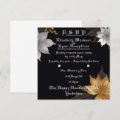 Elegante Bloemen Huwelijksuitnodiging Goud & Zilve Kaart (Voorkant / Achterkant)