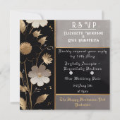 Elegante Bloemen Huwelijksuitnodiging Goud & Zilve Kaart (Voorkant)