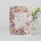  Elegante Bloemen Huwelijksuitnodiging in Folie Uitnodiging (Staand Voorkant)