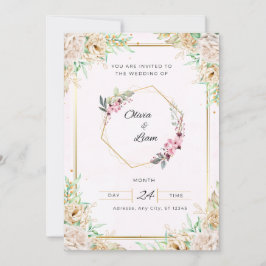 Elegante Bloemen Huwelijksuitnodiging | Kaart