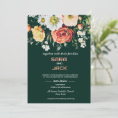 Elegante Bloemen Huwelijksuitnodiging -  Kaart (Staand voorkant)