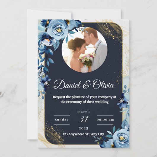 🌸 Elegante Bloemen Huwelijksuitnodiging 🌸 Kaart (Voorkant)
