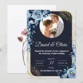 🌸 Elegante Bloemen Huwelijksuitnodiging 🌸 Kaart (Voorkant / Achterkant)