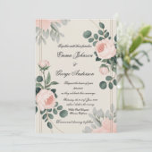 Elegante  Bloemen Huwelijksuitnodiging Kaart (Staand voorkant)