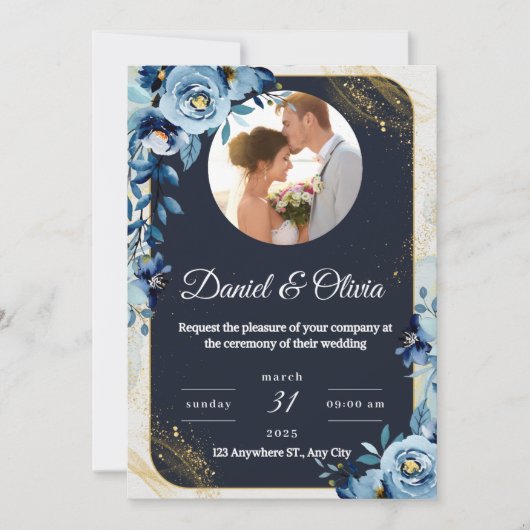 🌸 Elegante Bloemen Huwelijksuitnodiging 🌸 Kaart (Voorkant)