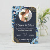 🌸 Elegante Bloemen Huwelijksuitnodiging 🌸 Kaart (Staand voorkant)