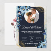 🌸 Elegante Bloemen Huwelijksuitnodiging 🌸 Kaart (Voorkant / Achterkant)