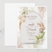 Elegante Bloemen Huwelijksuitnodiging | Kaart (Voorkant / Achterkant)