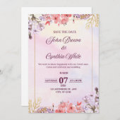  Elegante Bloemen Huwelijksuitnodiging Kaart (Voorkant / Achterkant)
