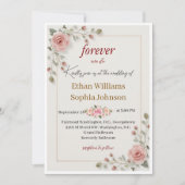 Elegante Bloemen Huwelijksuitnodiging Kaart Soft (Voorkant)