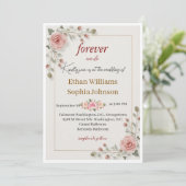 Elegante Bloemen Huwelijksuitnodiging Kaart Soft (Staand voorkant)