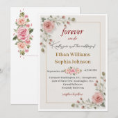 Elegante Bloemen Huwelijksuitnodiging Kaart Soft (Voorkant / Achterkant)