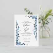 Elegante Bloemen Huwelijksuitnodiging met Goud Folie Uitnodiging Briefkaart (Staand Voorkant)