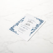 Elegante Bloemen Huwelijksuitnodiging met Goud Folie Uitnodiging Briefkaart (Gedraaid)