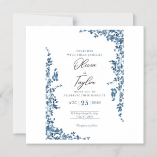 Elegante Bloemen Huwelijksuitnodiging met Goud Magnetische Uitnodiging