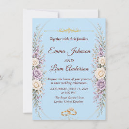 Elegante bloemen-huwelijksuitnodiging met gouden l kaart