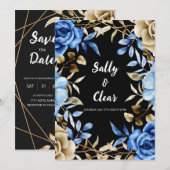 Elegante Bloemen Huwelijksuitnodiging met Rozen Kaart (Voorkant / Achterkant)