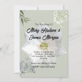 Elegante Bloemen Huwelijksuitnodiging met Witte Op Kaart