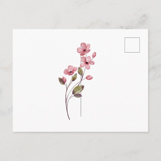 Elegante Bloemen Huwelijksuitnodiging per briefkaa Briefkaart (Achterkant)