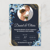 Elegante Bloemen Huwelijksuitnodiging per briefkaa Briefkaart (Voorkant)