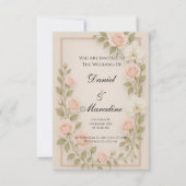 Elegante Bloemen Huwelijksuitnodiging | Romantisch RSVP Kaartje (Voorkant)