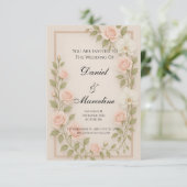 Elegante Bloemen Huwelijksuitnodiging | Romantisch RSVP Kaartje (Staand voorkant)