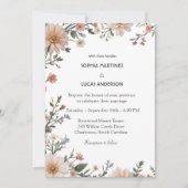 Elegante Bloemen Huwelijksuitnodiging | Rustic Bot Kaart (Voorkant)