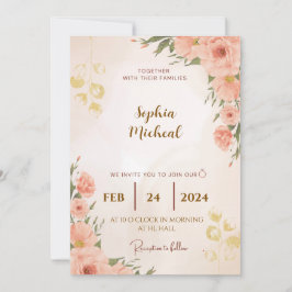 Elegante Bloemen Huwelijksuitnodiging | T Kaart
