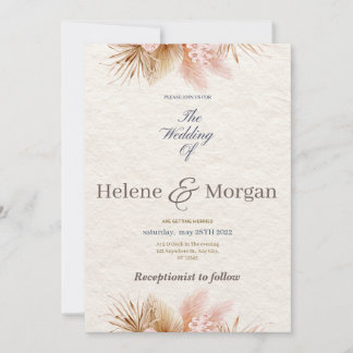 Elegante Bloemen Huwelijksuitnodigingen - Kaart