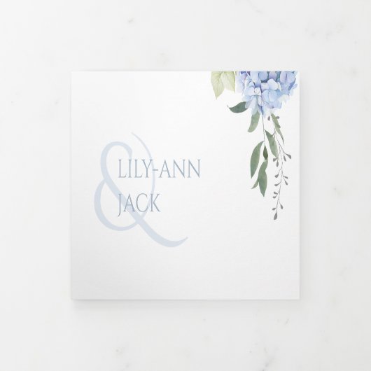 Elegante Bloemen Hydrangea Foto Website Bruiloft Drieluik Uitnodiging (Cover)