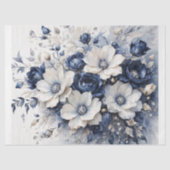 Elegante Bloemen in Blauw & Wit Decoupage Tissuepapier (Voorkant)