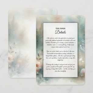 Elegante bloemen in een bosrijk trouwparadijs informatiekaartje