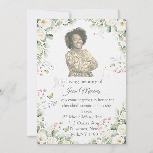 Elegante bloemen in liefdevolle herinnering kaart (Voorkant)