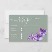 Elegante bloemen in Saga Green met script bruiloft RSVP Kaartje (Voorkant)