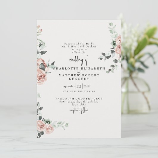 Elegante bloemen in Spring Cream Kaart (Staand voorkant)