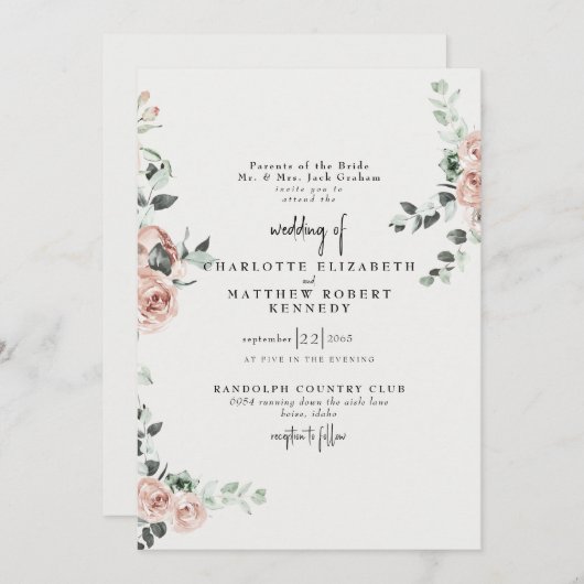 Elegante bloemen in Spring Cream Kaart (Voorkant / Achterkant)