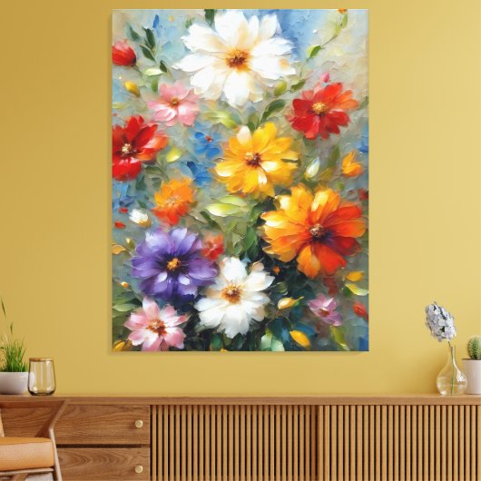 Elegante bloemen in stijl. Decoratieve bloemkunst Canvas Afdruk (Insitu (Woonkamer))