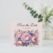 Elegante bloemen in zachte pastel Save the Date Briefkaart (Staand voorkant)
