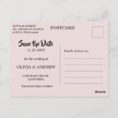 Elegante bloemen in zachte pastel Save the Date Briefkaart (Achterkant)