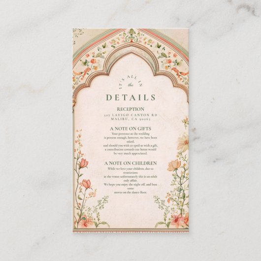  Elegante Bloemen Islamitische Huwelijk Informatiekaartje (Voorkant)