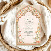  Elegante Bloemen Islamitische Huwelijk Informatiekaartje