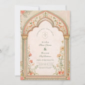 Elegante Bloemen Islamitische Huwelijk Kaart (Voorkant)