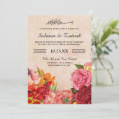 Elegante  Bloemen Islamitische Moslim Bruiloft Kaart (Staand voorkant)