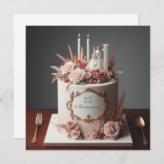 ELEGANTE BLOEMEN JUBILEA CAKE MET BRUID (Voorkant / Achterkant)