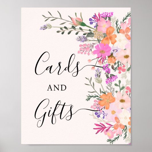 Elegante Bloemen Kaarten en Geschenken Vrijgezelle Poster (Voorkant)
