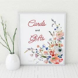 Elegante Bloemen Kaarten en Gift Poster