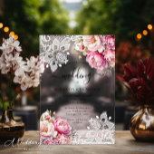 Elegante Bloemen Kant Acryl bruiloft uitnodiging