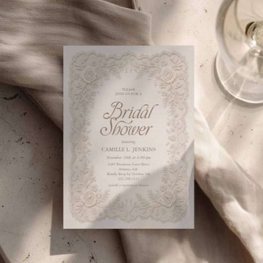 Elegante bloemen kant bruiloft feest uitnodiging