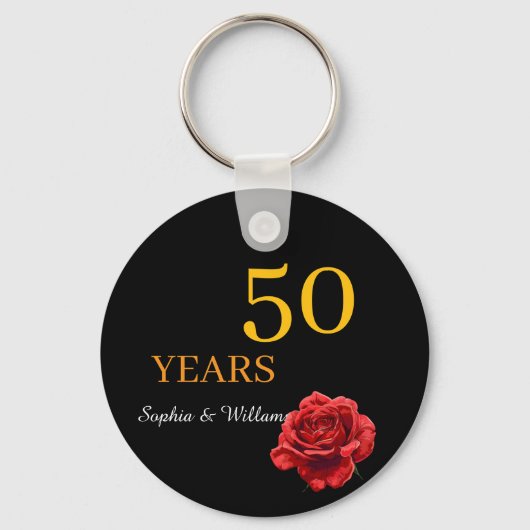 Elegante Bloemen Keepsake – Romantische Rode Roos Sleutelhanger (Voorkant)