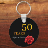 Elegante Bloemen Keepsake – Romantische Rode Roos Sleutelhanger (Voorkant)